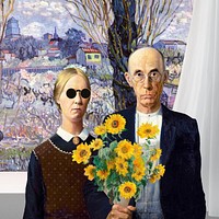 American Gothic art remix. Remixed by rawpixel.