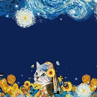 Sunflower cat woman art remix. Remixed by rawpixel.