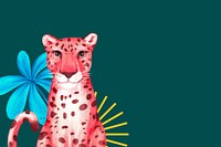 Cute leopard wildlife background, green design