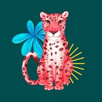 Cute leopard wildlife background, green design