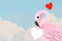 Cute flamingo background, blue sky design