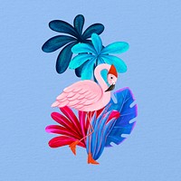 Cute flamingo background, blue drawing design