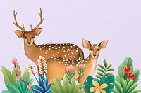 Deer background, purple floral drawing design