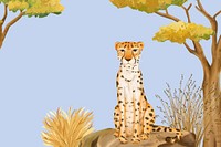 Cute cheetah background, blue design