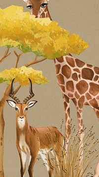 Safari animals iPhone wallpaper, drawing design