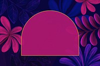 Purple tropical frame background, arch shape design