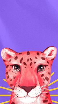 Cute leopard iPhone wallpaper, purple design