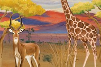 African animals background, drawing design