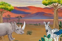 African animals background, drawing design