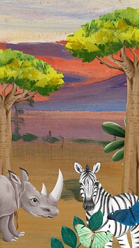 African animals iPhone wallpaper, drawing design