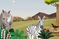 Savanna animals background, drawing design