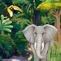 Jungle animals background, drawing design