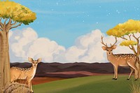 Aesthetic deer background, drawing design