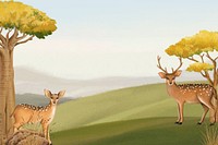 Savanna deer background, drawing design