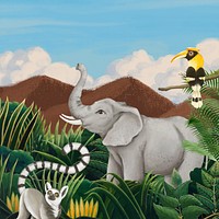 Jungle animals background, drawing design