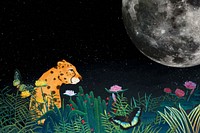 Cheetah background, dark moon & wildlife design