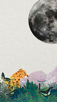 Wildlife iPhone wallpaper, cheetah & moon design