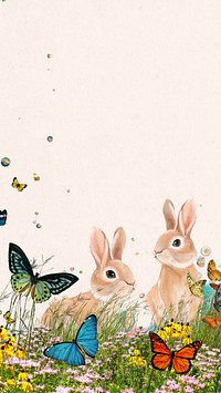 Aesthetic rabbits iPhone wallpaper, drawing design