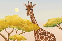 Cute giraffe background, gradient sky design