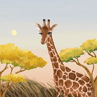 Cute giraffe background, gradient sky design