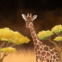 Cute giraffe background, dark brown design