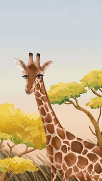 Cute giraffe iPhone wallpaper, gradient sky design