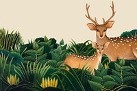 Deer wildlife background, beige drawing design