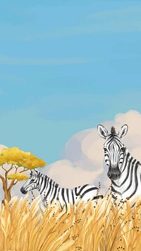 Cute zebra iPhone wallpaper, blue design