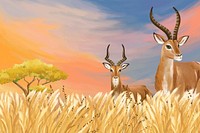 Savanna wildlife background, drawing design