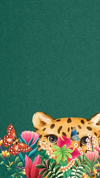 Cute leopard iPhone wallpaper, green design