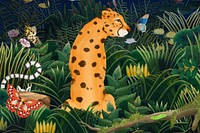 Cute cheetah background, jungle wildlife design