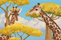 Cute giraffe background, blue sky design