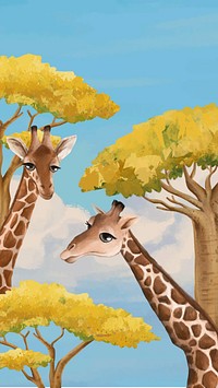 Cute giraffe blue iPhone wallpaper
