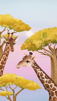 Cute giraffe pink iPhone wallpaper