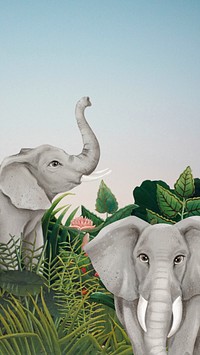 Cute elephant mobile wallpaper, blue sky design