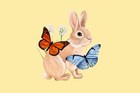 Cute rabbit illustration, yellow drawing design