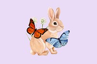 Cute rabbit illustration, purple drawing design