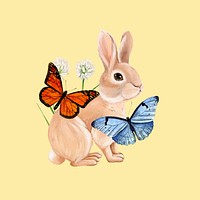 Cute rabbit illustration, yellow drawing design