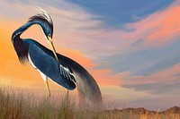 Heron bird background, gradient sky design