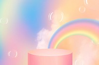 3D product backdrop background, rainbow pastel design