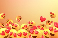 Heart eyes emoticon background, 3D yellow border