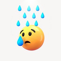 3D crying face emoticon illustration
