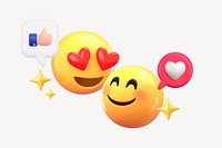 3D love emoticons, flirting illustration