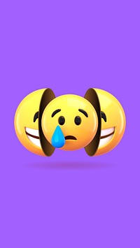 3D depressed emoticon iPhone wallpaper, mental health illustration