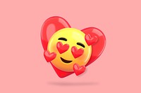 3D in love emoticon, heart-eyes illustration