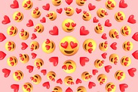 3D heart-eyes emoticons patterned background