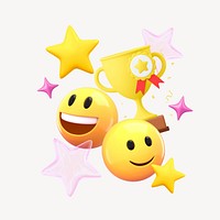 3D emoticon, winner trophy illustration