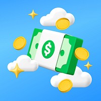3D money, cute finance concept