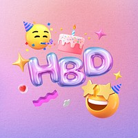 3D birthday party emoticons, celebration illustration