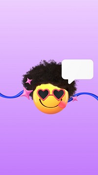 Afro emoticon iPhone wallpaper, purple gradient background